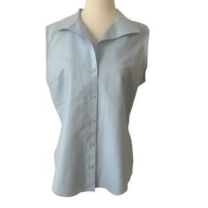 Talbots Haberdashery Petites Sleeveless Blue + White Ticking Stripe Blouse 12P